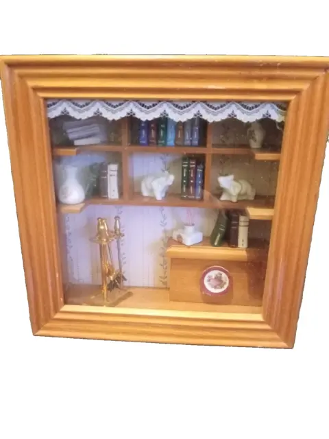 Shadow Box, Miniatures,  Reutter Porzellan Diorama  Bookshelves/ fireplace