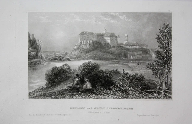 Castello Sigmaringen Baden-Württemberg Hohenzollern Incisione Acciaio Engraving