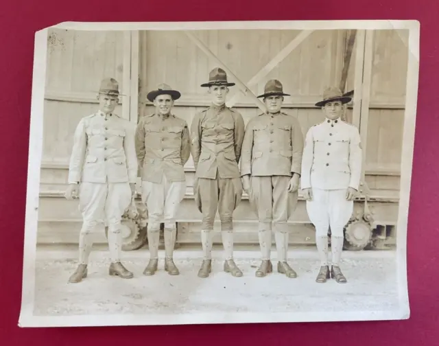 Original WWI US Army Photo - All service/working uniforms khaki tropical green