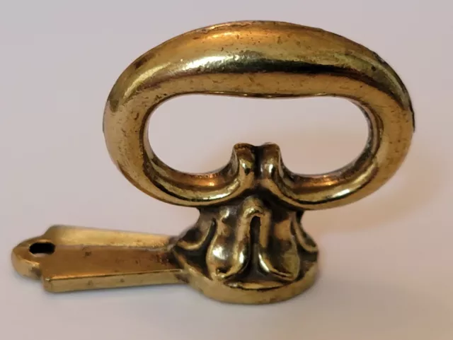 Nos Heavy Duty Vintage Solid Brass Ornate Detail Mock Key Knob Pull  1"