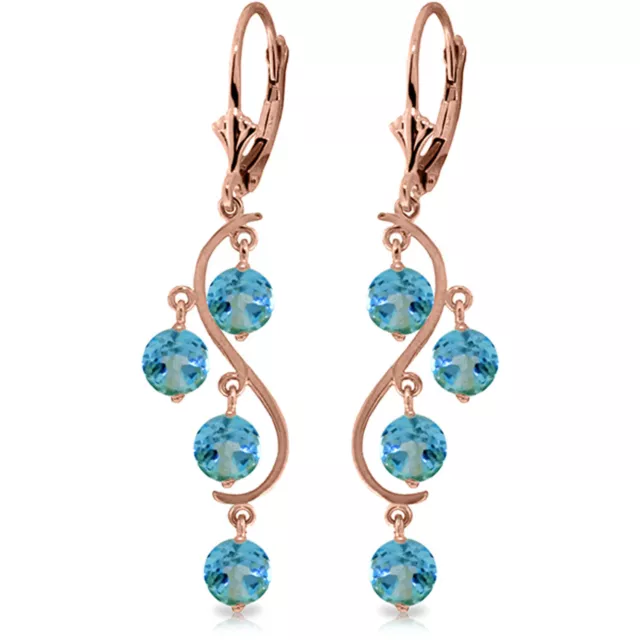 4.95 Carat 14K Solid Rose Gold Blue Topaz Drop Earrings