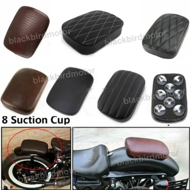 8 Suction Cup Rectangular Pillion Passenger Pad Seat For Bobber Harley Chopper