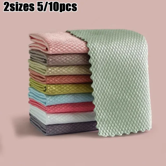 5/10 Pc NanoScale Streak-Free Miracle Cleaning Cloths Reusable Durable 30*40cm