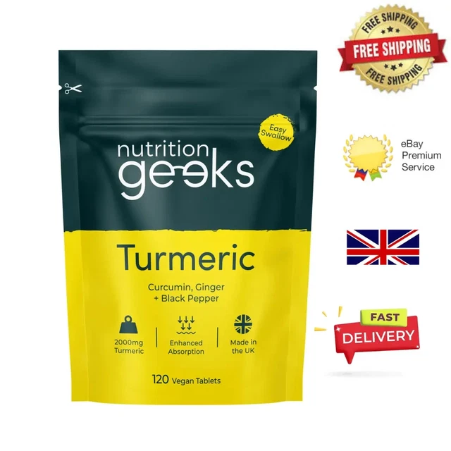 TURMERIC TABLETS 3200MG + Ginger + Black Pepper 120 Tablets UK