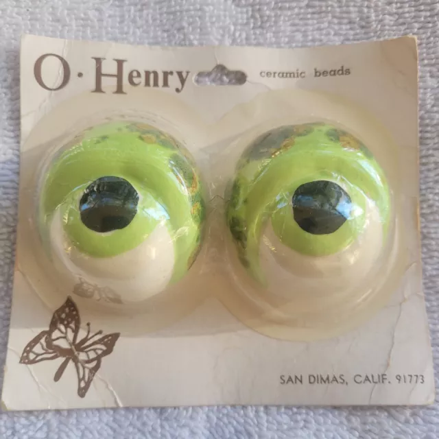 Vintage O. Henry Ceramic Frog Eye Beads 2" for Macrame King Kroker Craft Pattern