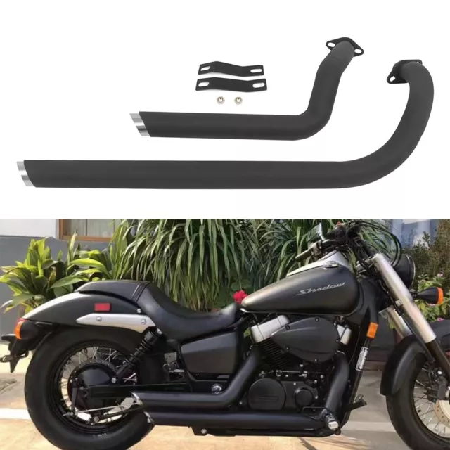 Shortshots Staggered Exhaust Pipe Kit Black For Honda Shadow 750 VT 750 VT400