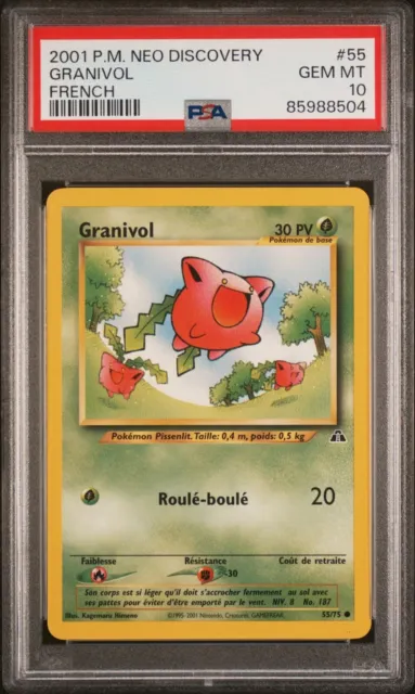Carte Pokémon Granivol 55/75 Edition 1 Neo Discovery Wizards PSA 10 2