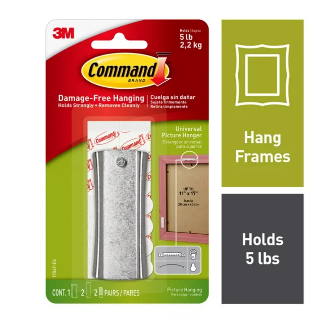 3M Command Universal Picture Hanger - 1 Hanger, 2 Strips Per Pack NEW Free Ship