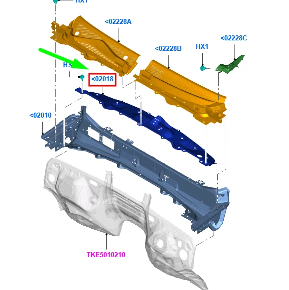 Ford Ranger Cowling NEW FORD RANGER T6 Mk1 Cowl Top Panel Lhd Ab39-2102018-Ad 1733622 ...