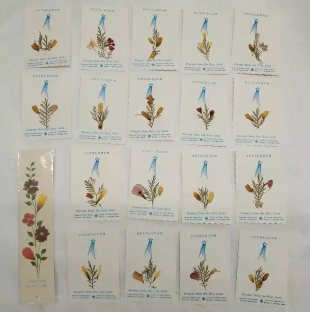 Lot of 18 Holy Cards Flowers from the Holy Land Bethlehem Israel '70s + Bookmark