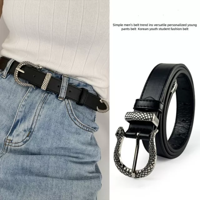 Versatile Serpentine Leather Belt Luxury Design Waist Strap Chic Jeans Belt