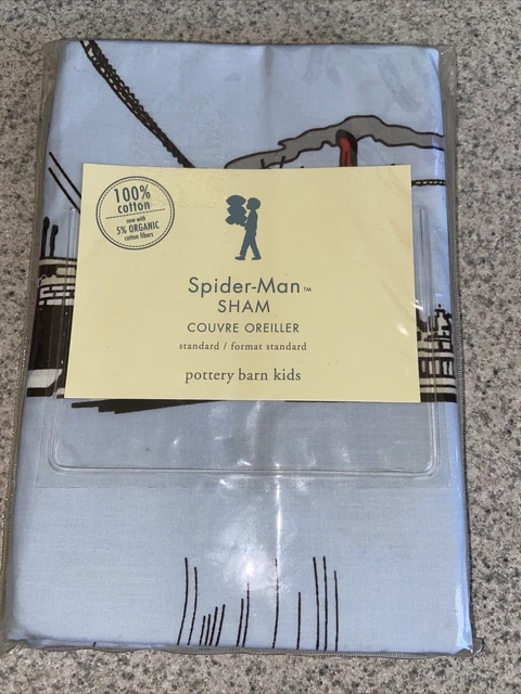 NUEVO POTTERY BARN NIÑOS SPIDERMAN SHAM Nuevo en paquete