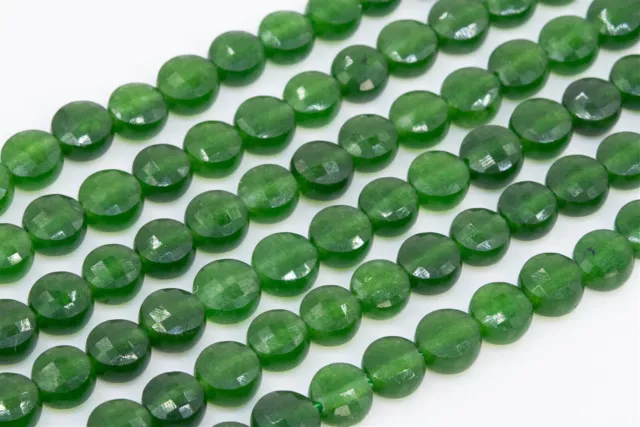 6x4MM Green Jasper Faceted Flat Round Button AAA Genuine Natural Loose Beads