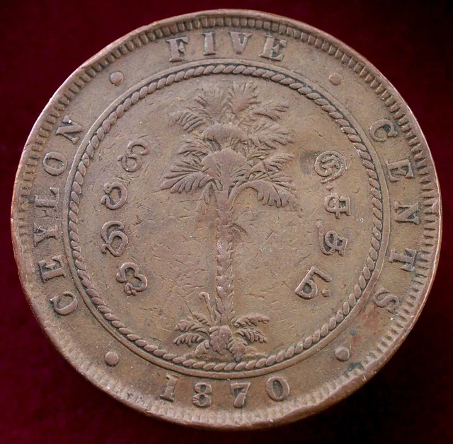 Ceylon 5 Cents 1870 - Queen Victoria (K2405) - CA