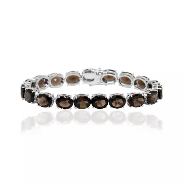 Charming Smoky Topaz Gemstone 925 Sterling Silver Tennis Bracelet For Wedding