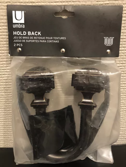 Umbra Collin Hold Back Supports for Curtains - 3/4" Bronze Rod - Set of 2