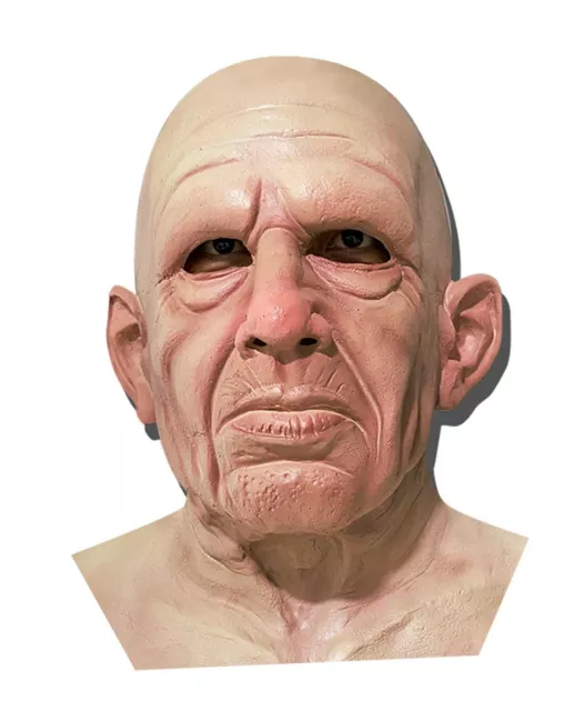 Realistic Latex Mask Overhead Halloween Old Man Mask Fancy Dress Accessory Bald