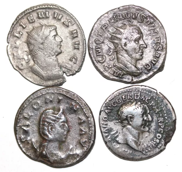 Rare lot de 4 monnaies romaines argent/billon à finir de déterminer ! (Rome 2)