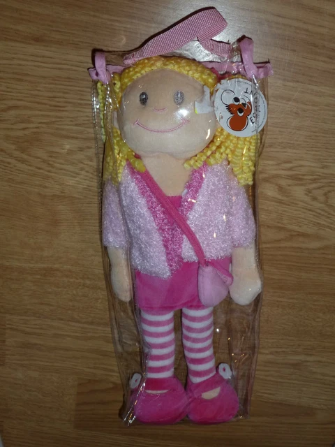Doudou peluche poupée  fille girl couette SAC GILLET rose laine BARBARA GM 9