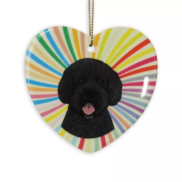 Portuguese Water Dog Heart Ornament - Ceramic