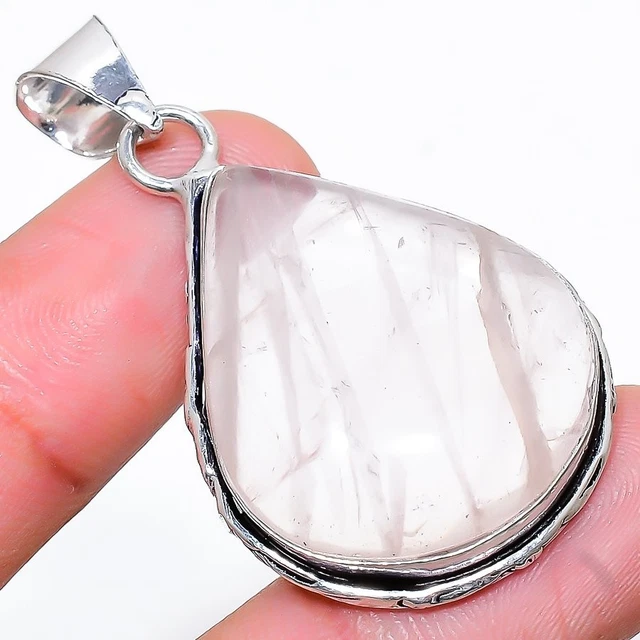 Navya Craft 925 en argent sterling massif quartz fumé collier femme fait à la main