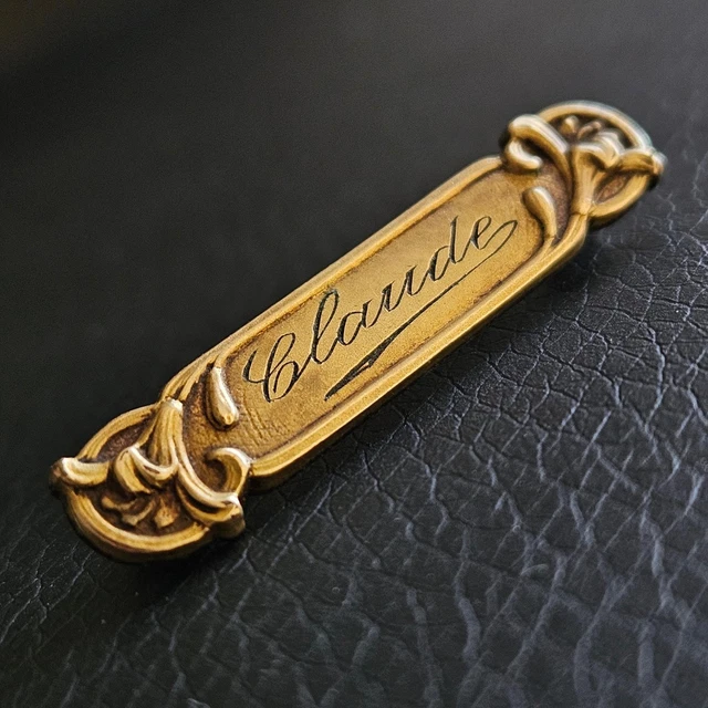 Broche Barrette Ancienne Plaquée Or - Décor Cabochon Cristal Carré Et Perles Dorées