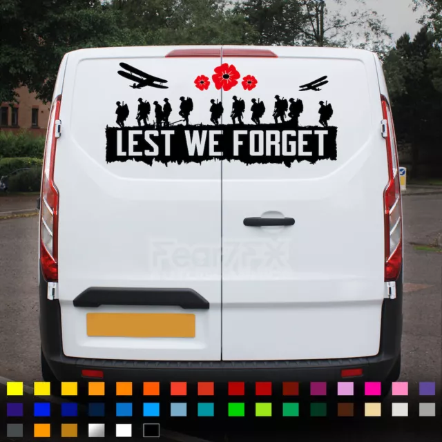 Lest We Forget Vinyl Graphic Decal Sicker, tPoppy Memorial Car Van Window