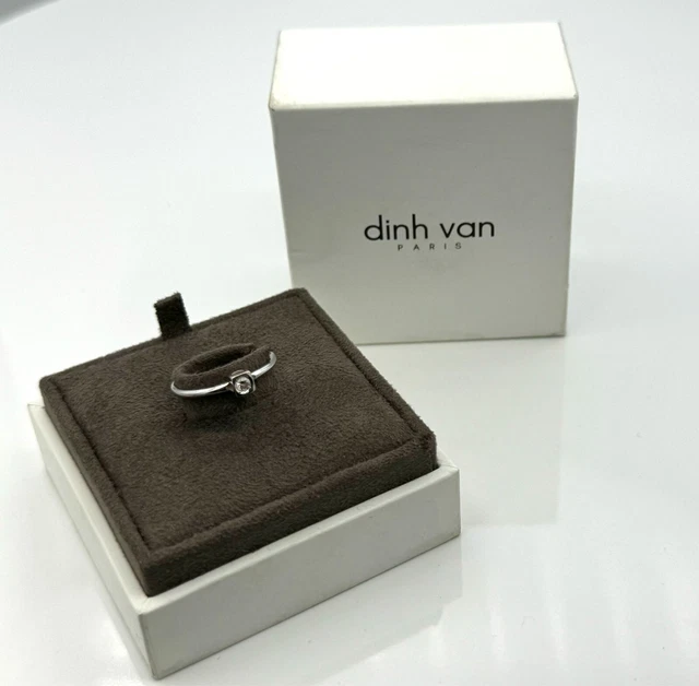 Bague Dinh Van 'Le Cube' Or Blanc 18 Carats (1,57g) Avec Diamant Solitaire 0,10 Carat - Taille 51, Occasion