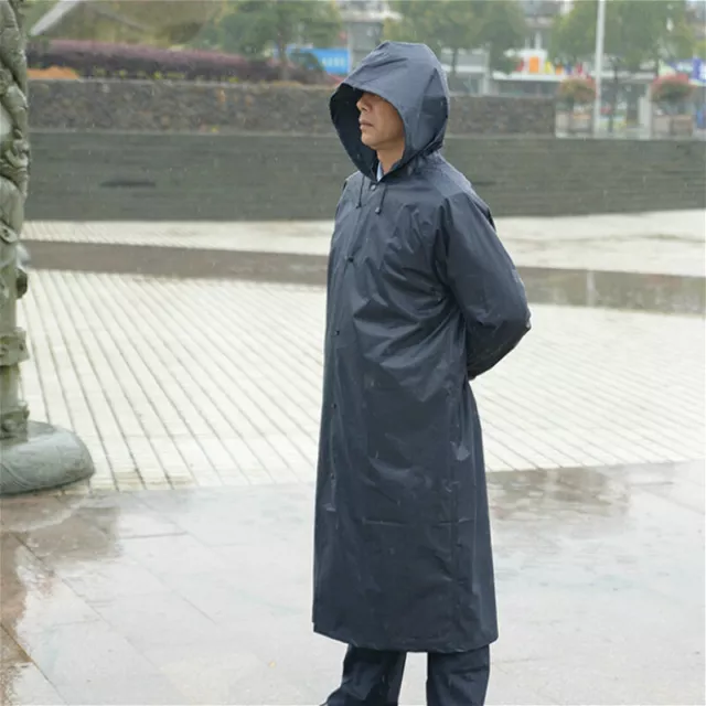 Hommes Adultes Veste de Pluie Imperméable Capuche Manteau Long Extérieur Travail