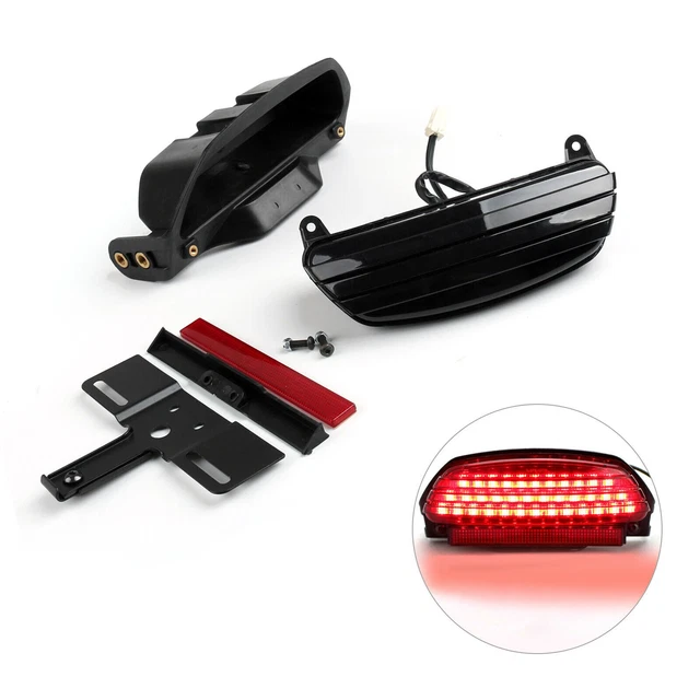 Tri-Bar Fender LED Tail Light + Bracket For Softail FXST FXSTB FXSTC Blk Y3