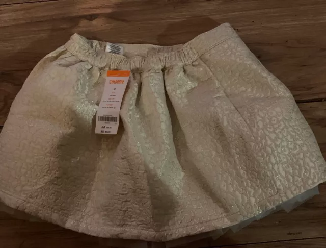 Gymboree Savanna Party Girls Skirt Size 5T Lined White Gold Nwt