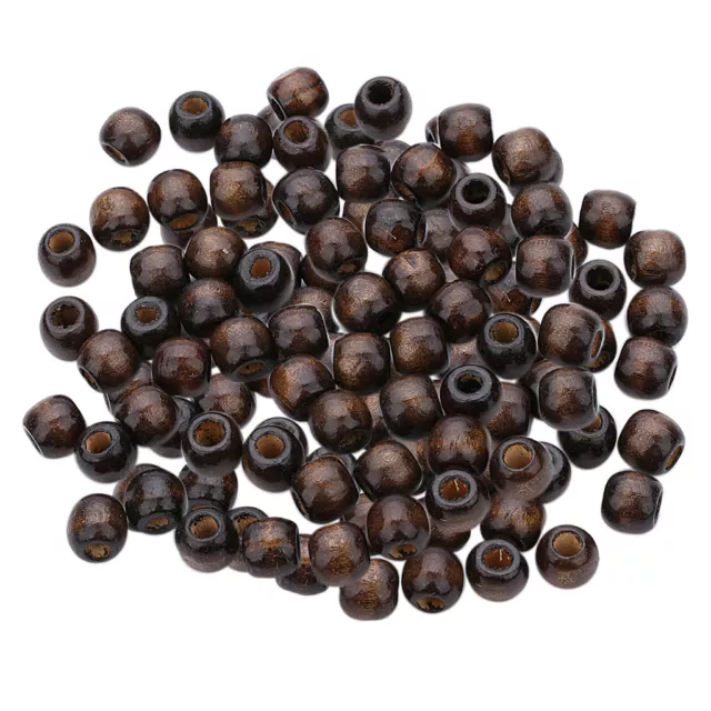 100x Coffee Large Hole Wooden Beads for Macrame Jewelry Charms Crafts Making