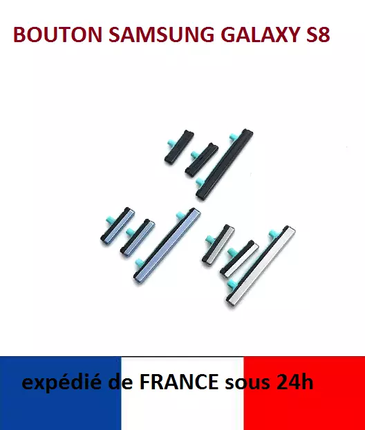 Pack kit bouton Volume et Power Samsung Galaxy S8 3 pièces NOIR , ARGENT , BLEU