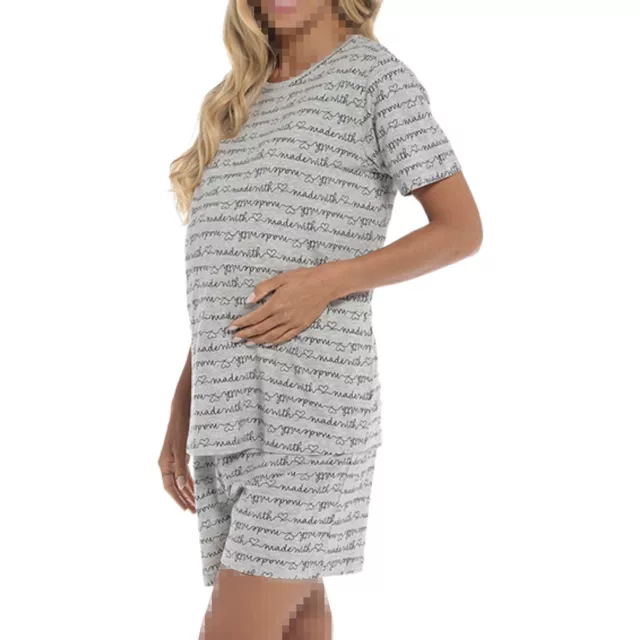 A2Z Ladies Grey Maternity Shorts Pyjamas Printed Pregnancy Nightwear PJS Set