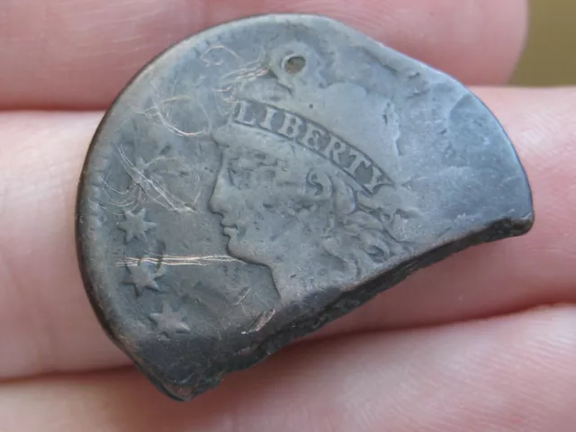1808-1814 Classic Head Large Cent Penny- Clipped Planchet, Turned Into Half Cent