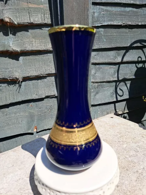 Vintage 'Kpm Cobalt Blue Hand Made Bavarian Glass Vase