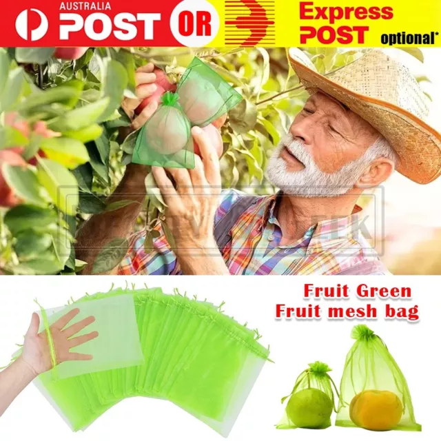 Upto 100 Reusable Plant Fruit Protect Net Bag Drawstring Mesh Garden Insect Pest