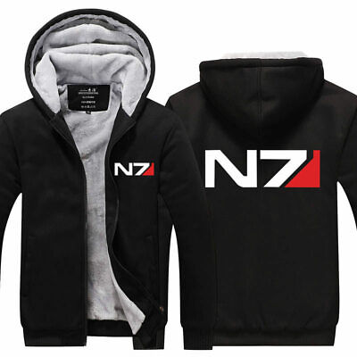 Mass Effect N7 Hoodie Sweatshirt Zipper Sweater Fleece Winter Warm Coat Jacket