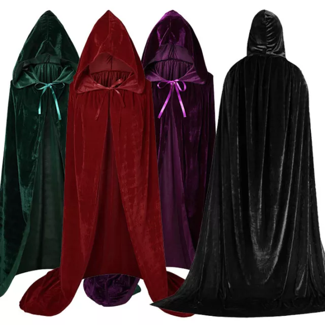 Halloween Party Adult Kids Hooded Robe Cloak Cape Velvet Vampire Cosplay Costume