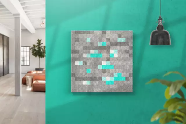 Minecraft Diamond Ore Canvas Print - Large Minecraft Artwork Wall Art for Kids