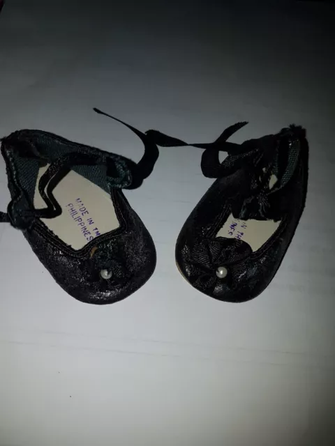Paire de Chaussures Pr Ancienne poupée Jumeau Bru Steiner 6,4 par 3,6 cm Cuir