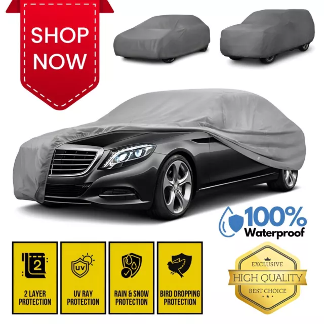 Waterproof Car Cover 2 Layer Heavy Duty Cotton Lined UV Protection - XTRA LARGE