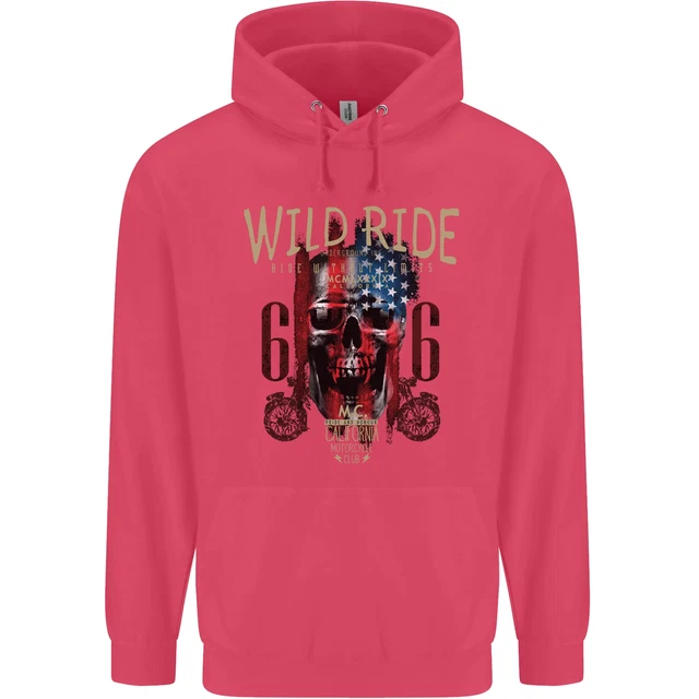 Felpa con cappuccio Biker USA Bandiera Teschio Moto Moto Bambini Bambini 10
