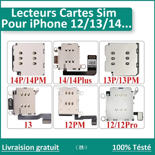 LECTEUR CARTE SIM IPhone 12/12Pro/12 Max/13/13Pro/13 Max/14/14 Plus/14Pro/14 Max EUR 5,99