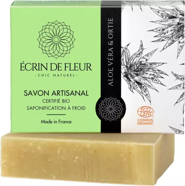 Écrin De Fleur - Savon Bio Artisanal À L'Aloé Vera & Ortie, Surgras, Saponifié À