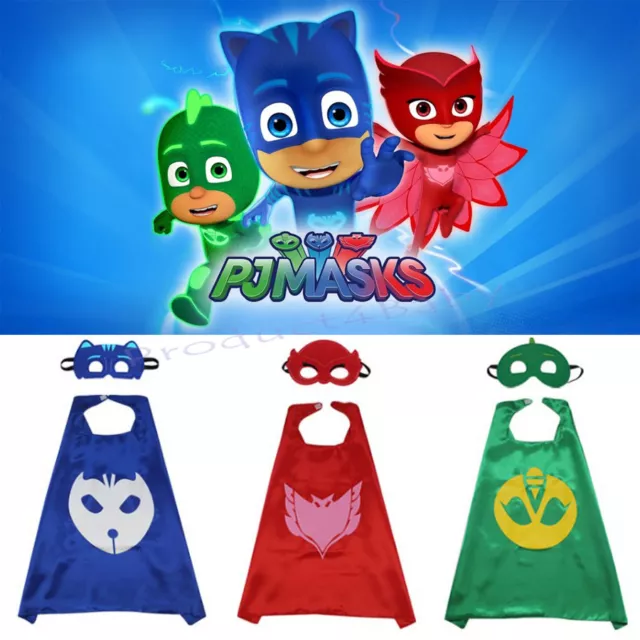 Superhero Cape Costume PJ Masks Cape & Mask Kids Girls Boys Gekko Owlette Catboy