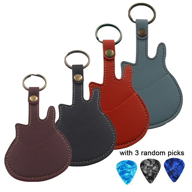 Porte-clés élégant en cuir souple pour choix de guitare avec 3 choix aléatoi