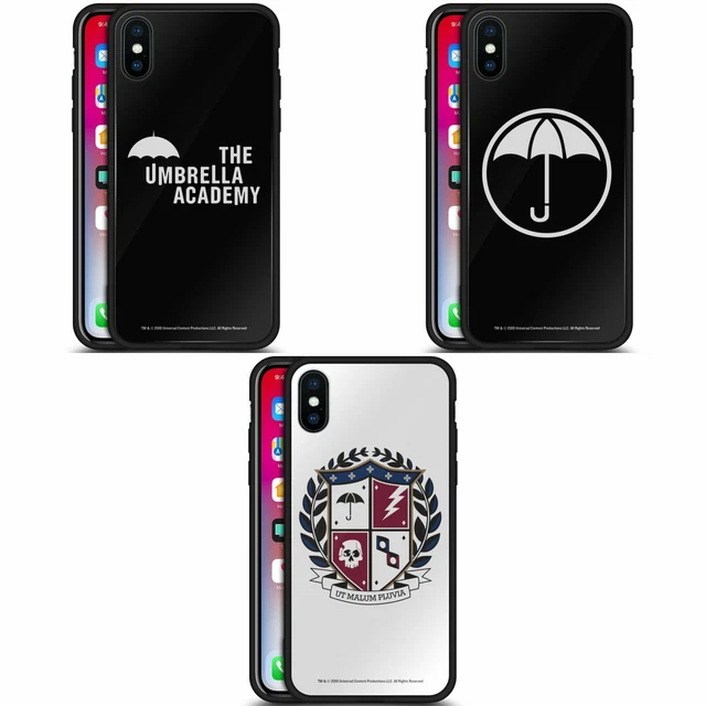 OFFICIAL THE UMBRELLA ACADEMY LOGOS BLACK HYBRID GLASS CASE FOR iPHONE