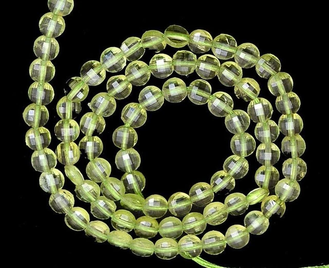 AAA Naturel Péridot Gemme 3mm-4mm Pièce Forme Checker Coupe Facettes Perles 33cm