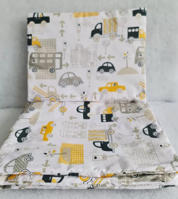 4 pc Bedding Set Cot / Cot Bed Baby quilt Cover Pillowcase Pillow yellow cars